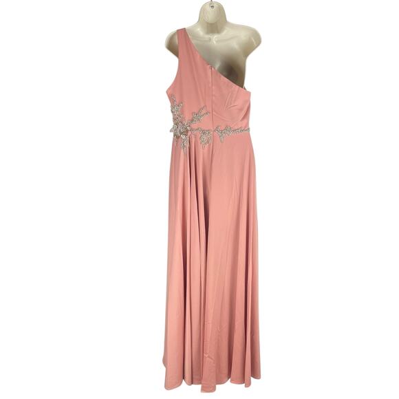 Mac Duggal Embellished One Shoulder Asymmetrical Gown Rose Size 10 - Picture 8 of 11